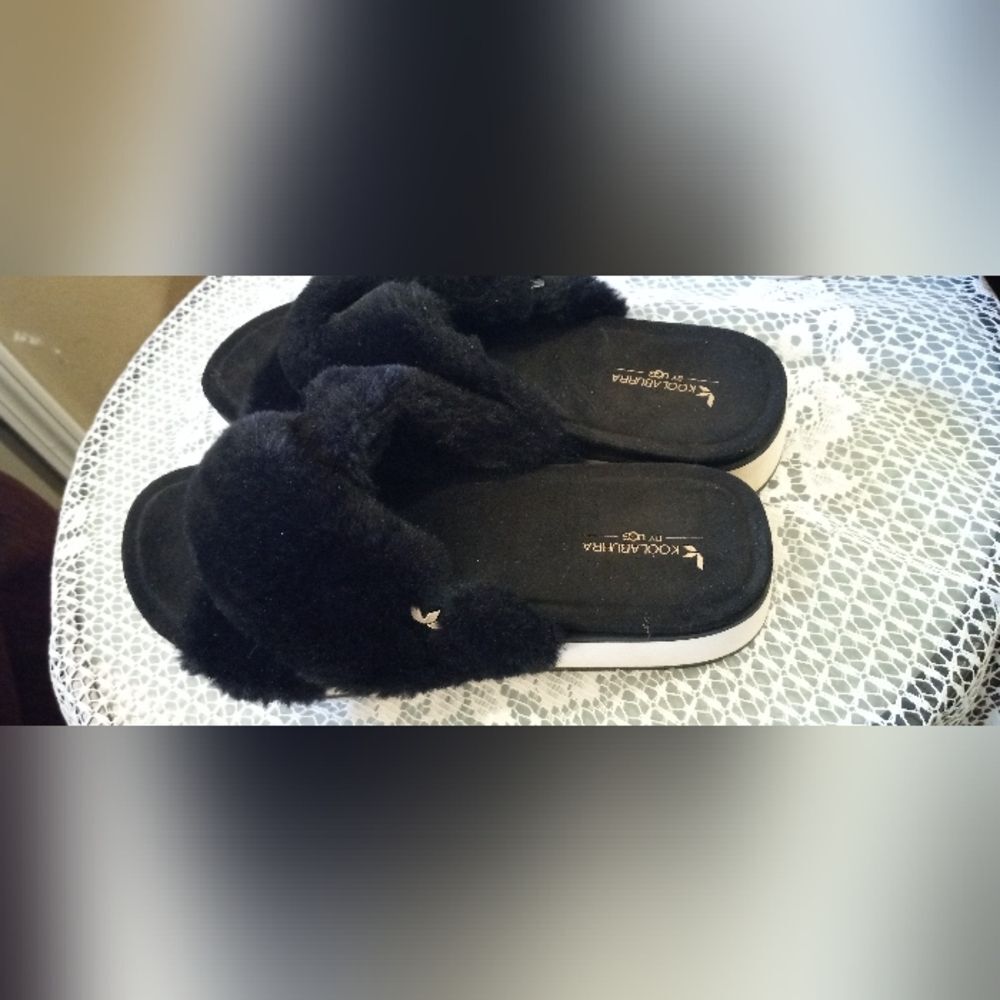 KOOLABURRA By UGG Roubie Fuzz Black Slides Size 8 - Picture 8 of 9